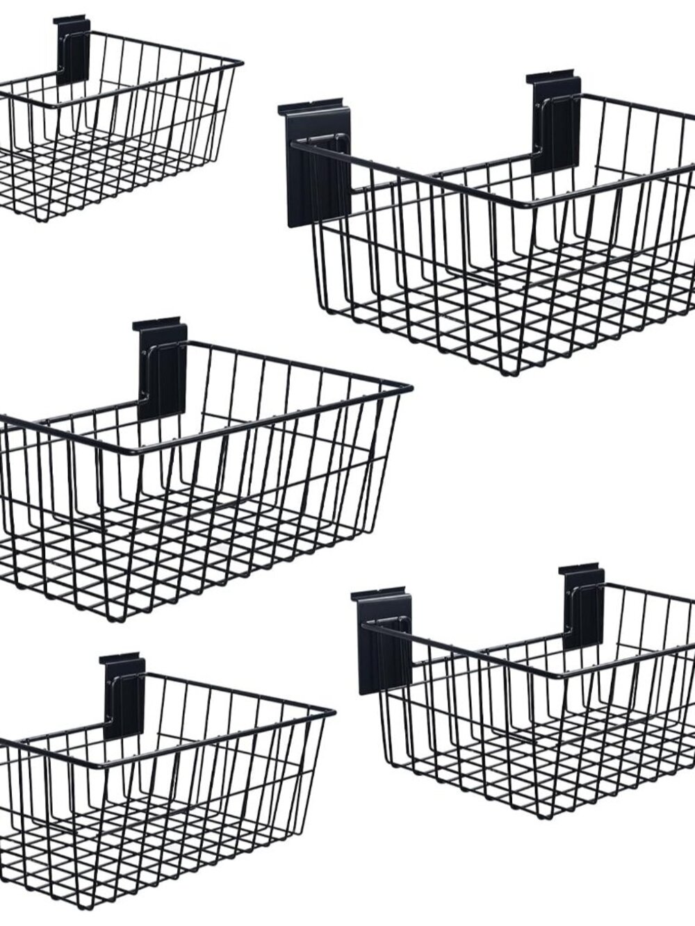 Slatwall Baskets, 15-Inch Width Heavy Duty Steel Wire Slat Wall Hanging Basket -